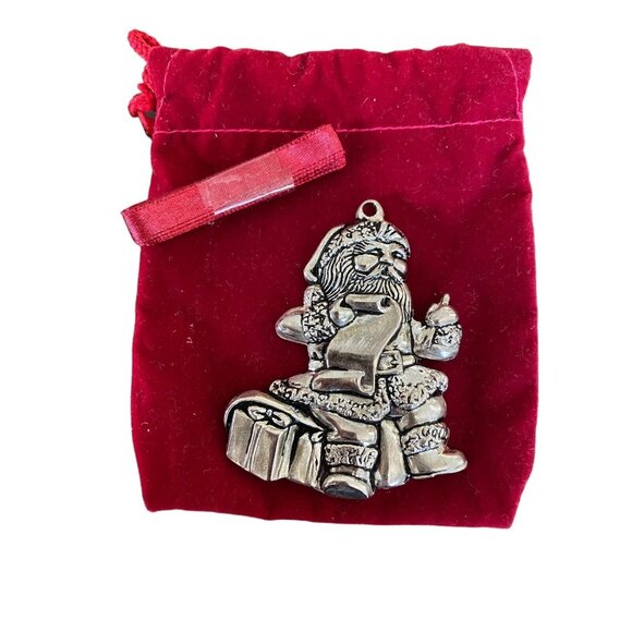 Gorham Peace Angel And Santa Claus With List Silver Plate Ornament Set Of 2 - Picture 3 of 6